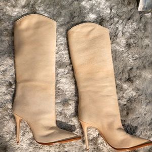 Schutz Maryana Welt Wild Genuine Calf Hair Western Boot Beige 9.5M